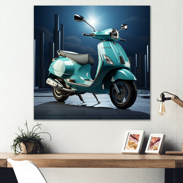 Vintage Vibrant Scooter - Scooter Canvas Wall Art
